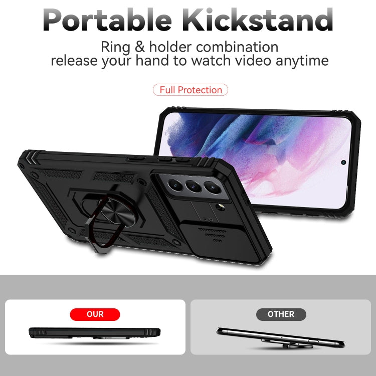 For Samsung Galaxy S21 5G Sliding Camshield Holder Phone Case(Black)