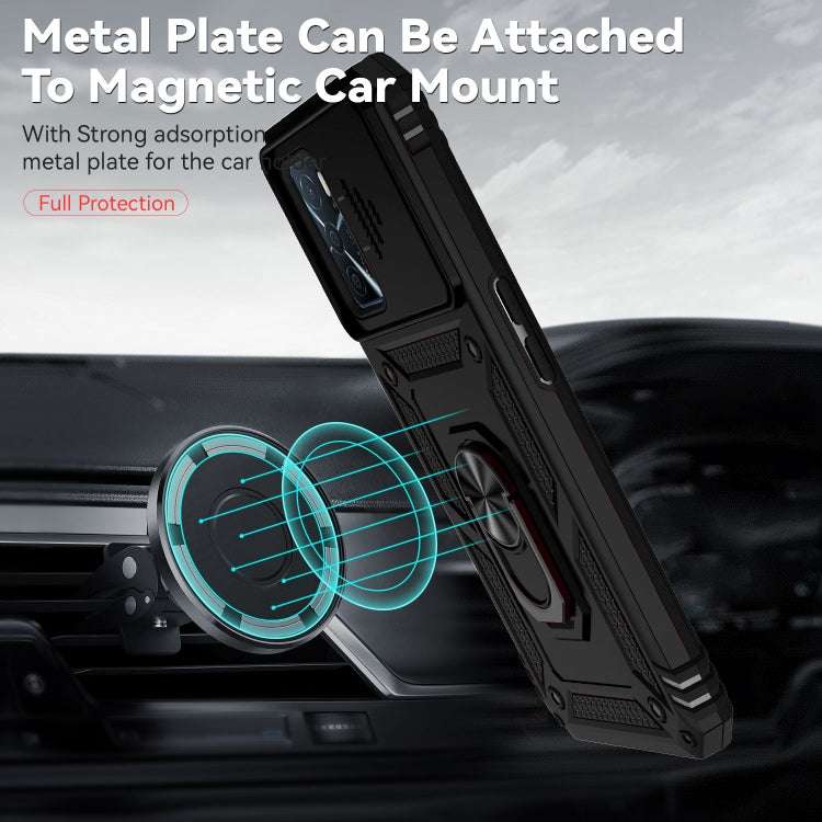 For OPPO A16 Sliding Camshield Holder Phone Case(Black)