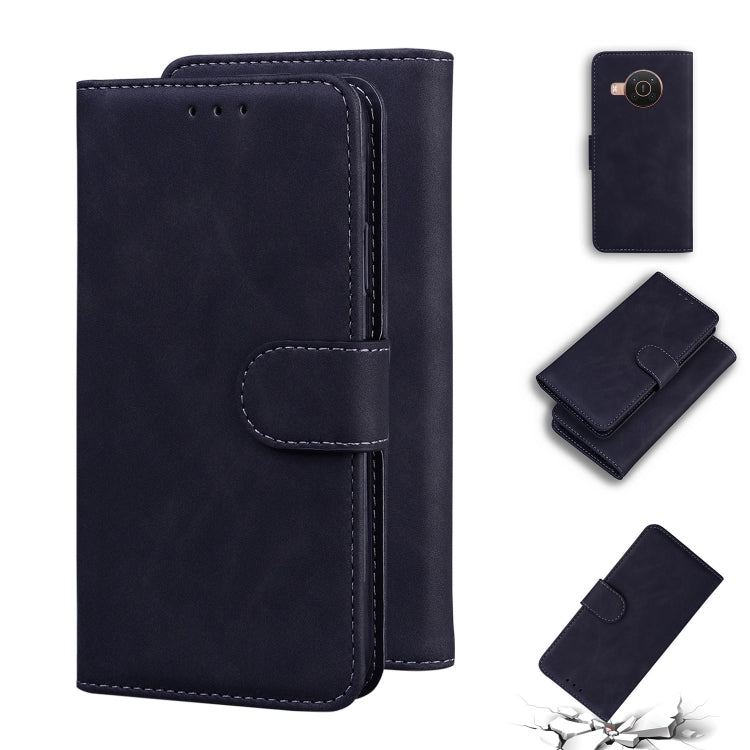 For Nokia X10 / X20 Skin Feel Pure Color Flip Leather Phone Case(Black)