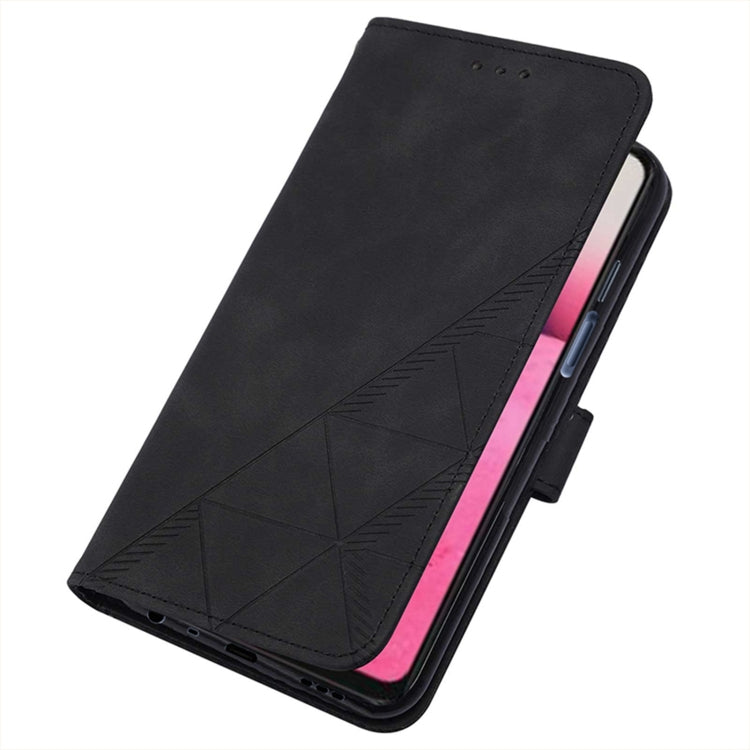 For Samsung Galaxy A13 4G Crossbody 3D Embossed Flip Leather Phone Case(Black)