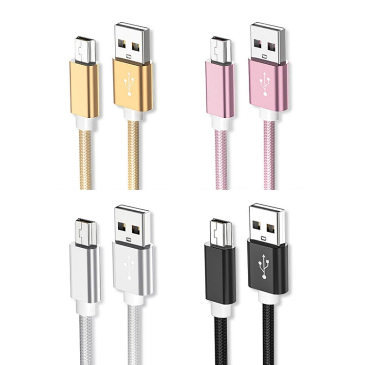 5 PCS Mini USB to USB A Woven Data / Charge Cable for MP3, Camera, Car DVR, Length:0.25m(Silver)