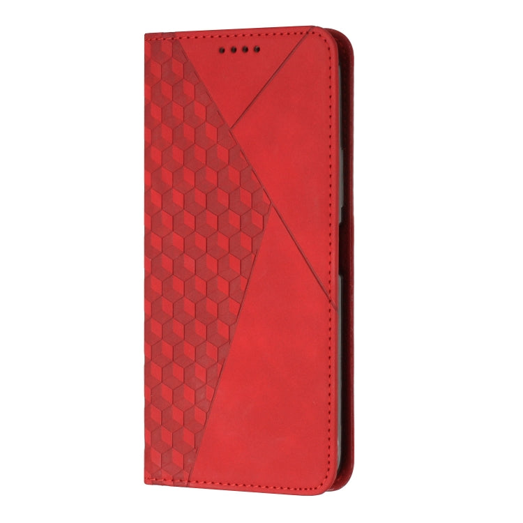 For Tecno Spark 7 Diamond Splicing Skin Feel Magnetic Leather Phone Case(Red)