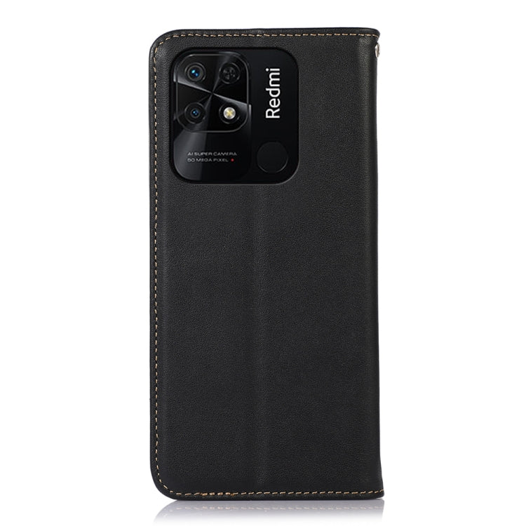 For Xiaomi Redmi 10C / 10 India KHAZNEH Nappa Top Layer Cowhide Leather Phone Case(Black)