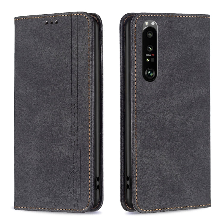 For Sony Xperia 1 III Magnetic RFID Blocking Anti-Theft Leather Phone Case(Black)