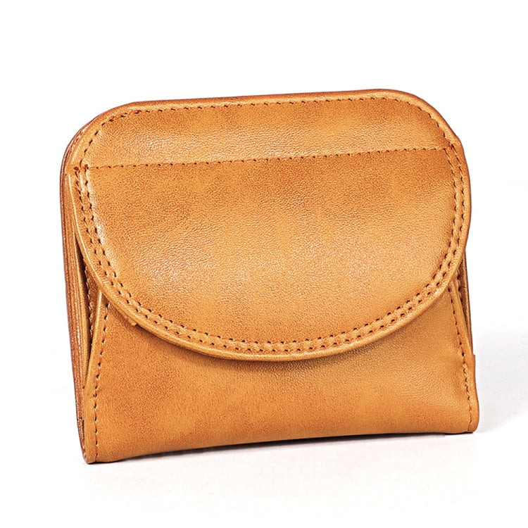 3537 Folding Short RFID Anti-Theft Genuine Leather Coin Purse for Ladies(Brown)