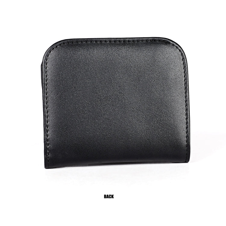 3537 Folding Short RFID Anti-Theft Genuine Leather Coin Purse for Ladies(Black)