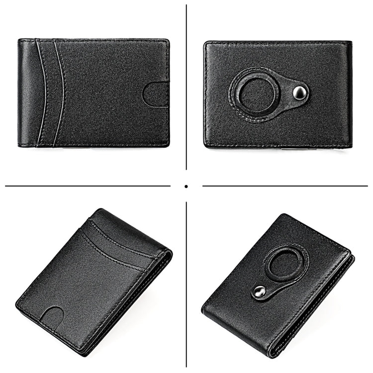 9618 Men RFID Anti-Theft Genuine Leather Wallet with Location Tracker Pocket(Black and Black)
