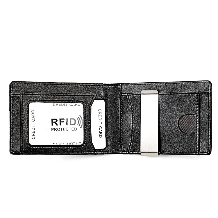9618 Men RFID Anti-Theft Genuine Leather Wallet with Location Tracker Pocket(Black and Black)