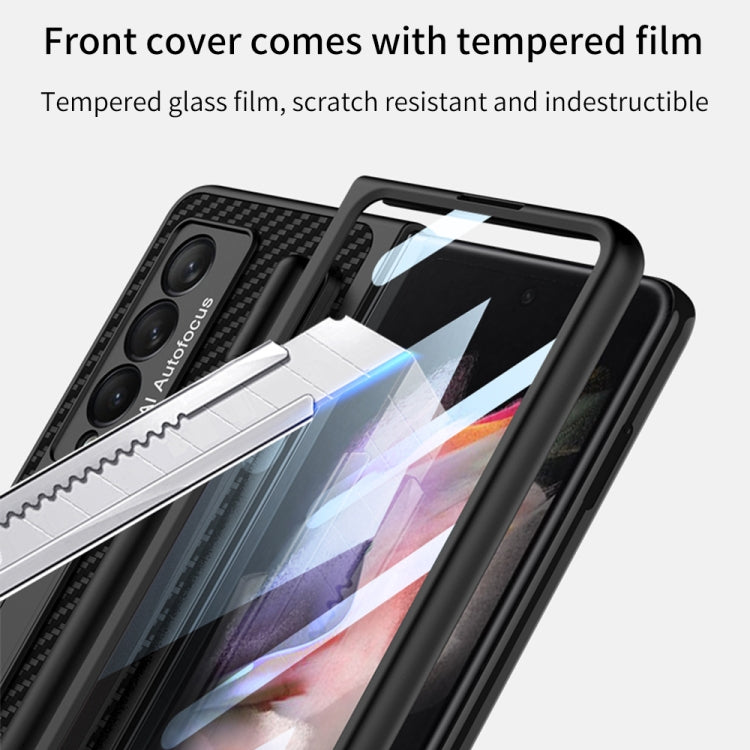 For Samsung Galaxy Z Fold3 5G GKK Ultra-thin Shockproof Leather Protective Case with Holder & Pen Slots(Black)