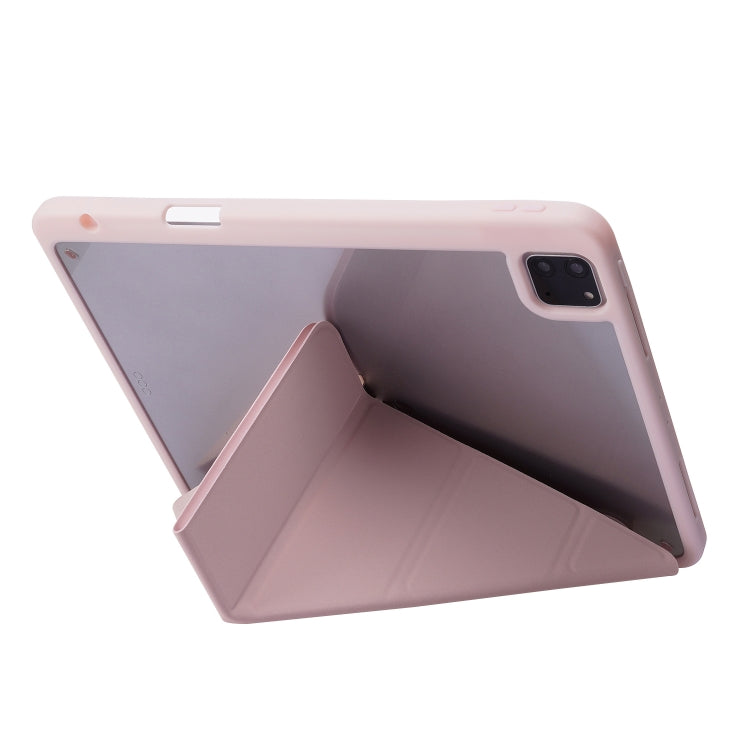 For iPad Air 13 2025 / 2024 / iPad Pro 12.9 2022 / 2021 / 2020 / 2018 Deformation Transparent Acrylic Leather Tablet Case(Pink)