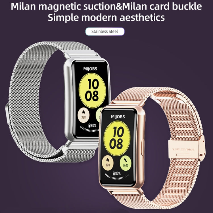 For Huawei Watch Fit Mijobs Milan Magnetic Stainless Steel Watch Band(Black) - Watch Bands by MIJOBS