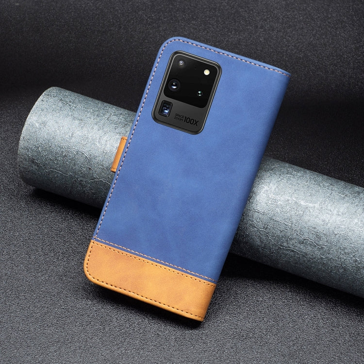 For Samsung Galaxy S20 Ultra BF11 Color Matching Skin Feel Leather Phone Case(Blue) - free shipping - PMC TechLife - Order now!
