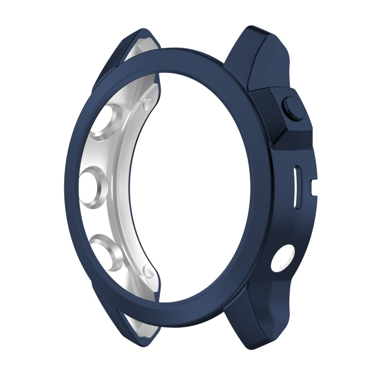 Compatible with Garmin Fenix 7X TPU Half-pack Hollowed Electroplating Watch Case(Midnight Blue)