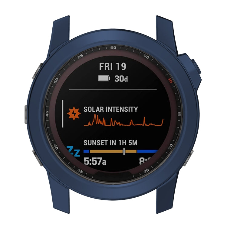 Compatible with Garmin Fenix 7X TPU Half-pack Hollowed Electroplating Watch Case(Midnight Blue)