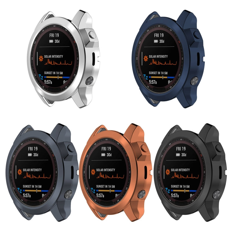 Compatible with Garmin Fenix 7X TPU Half-pack Hollowed Electroplating Watch Case(Midnight Blue)