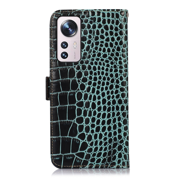 For Xiaomi 12 Lite Crocodile Top Layer Cowhide Leather Phone Case(Green)