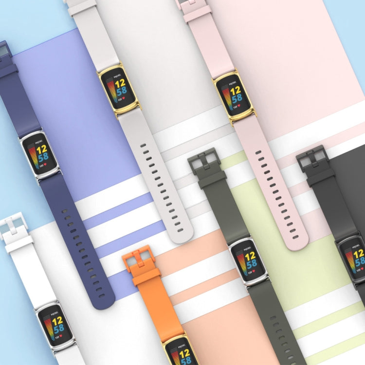 For Fitbit Charge 5 / Charge 6 Mijobs Soft Silicone Watch Band(Orange+Gold) - Watch Bands by MIJOBS | Online Shopping South Africa | PMC TechLife | Buy Now Pay Later Mobicred