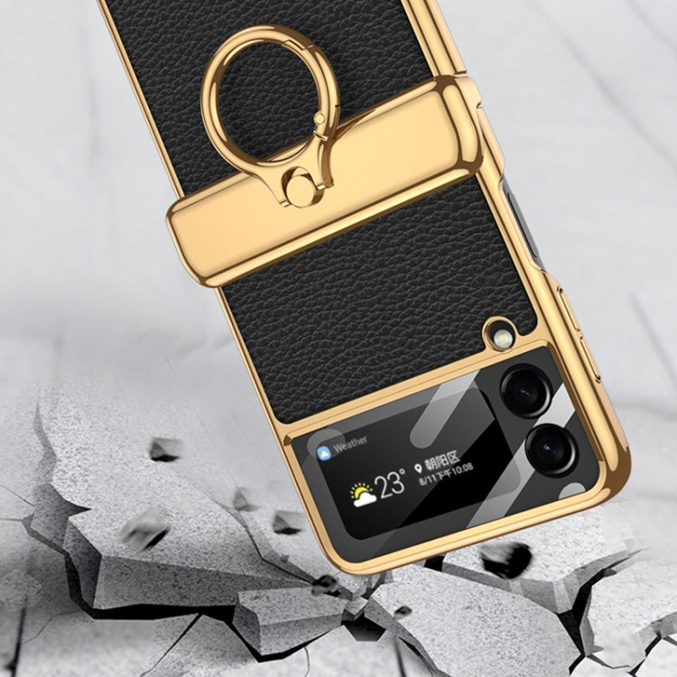 For Samsung Galaxy Z Flip3 5G GKK Integrated Plating + Leather Flip Phone Case(Dream Purple)