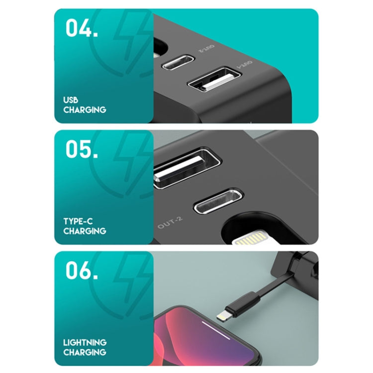 D2 15W Max 6 in 1 Multifunction Fast Wireless Charger Holder(Black)