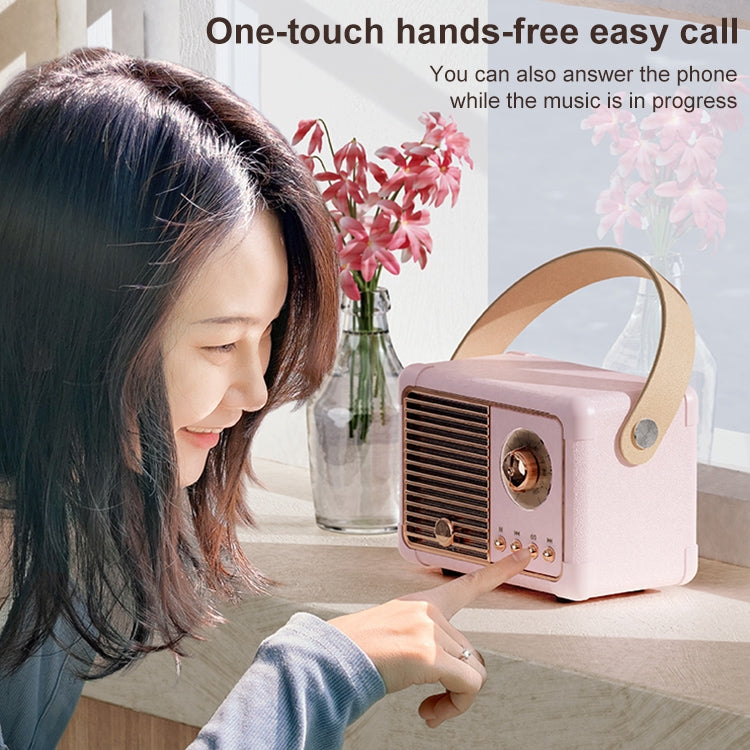 HM11 PLUS Portable HIFI Mini Retro Wireless Bluetooth Speaker(Pink)