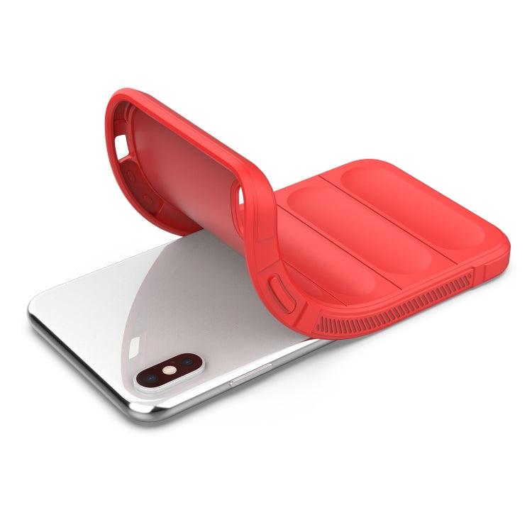 For iPhone XS Max Magic Shield TPU + Flannel Phone Case(Red)