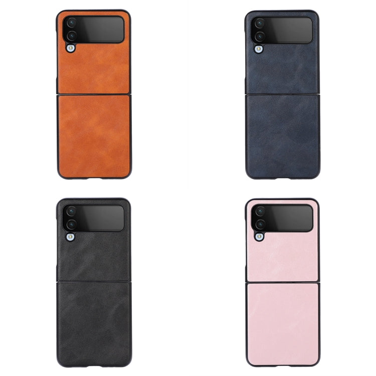For Samsung Galaxy Z Flip4 Cowhide Texture PU Phone Case(Brown) - Galaxy Z Flip4 5G Cases by PMC TechLife | Online Shopping South Africa | PMC TechLife | Buy Now Pay Later Mobicred