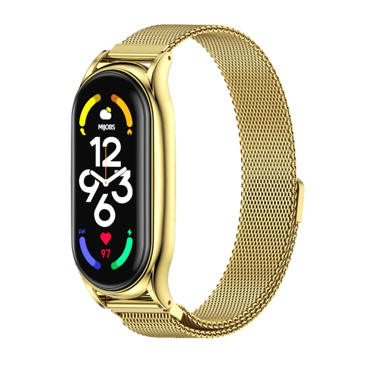 For Xiaomi Mi Band 7 / 7 NFC MIJOBS Milan Magnetic Plus Stainless Steel Watch Band(Gold) - Watch Bands by MIJOBS