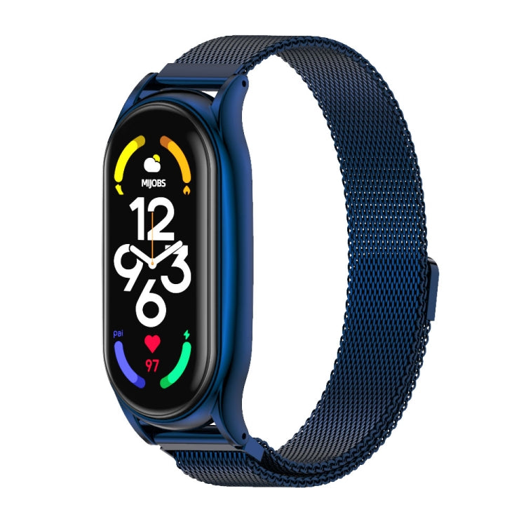 For Xiaomi Mi Band 7 / 7 NFC MIJOBS Milan Magnetic Plus Stainless Steel Watch Band(Blue) - Watch Bands by MIJOBS