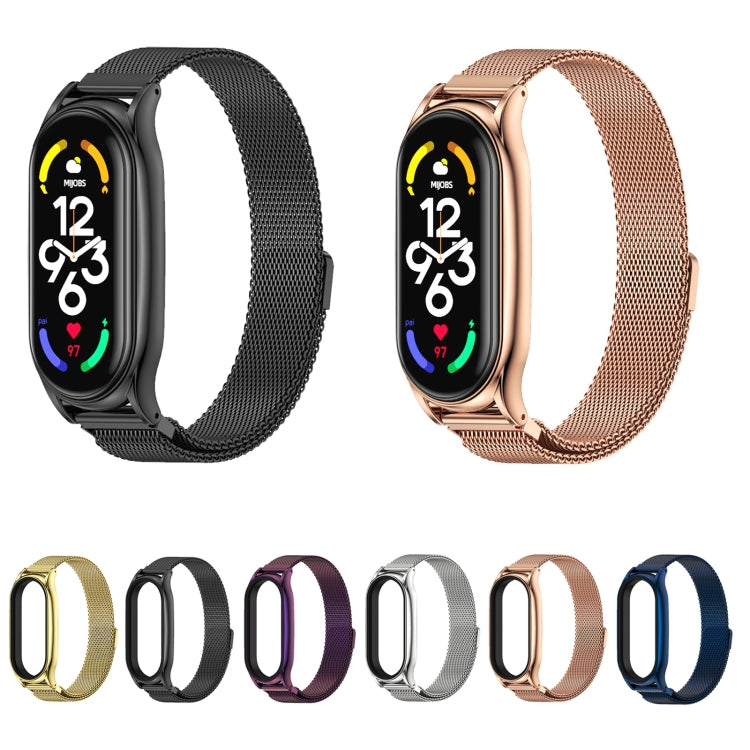 For Xiaomi Mi Band 7 / 7 NFC MIJOBS Milan Magnetic Plus Stainless Steel Watch Band(Black) - Watch Bands by MIJOBS | Online Shopping South Africa | PMC TechLife | Buy Now Pay Later Mobicred