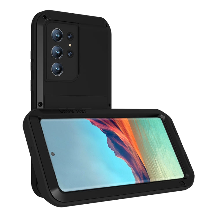 For Samsung Galaxy S22 Ultra 5G LOVE MEI Metal Shockproof Waterproof Dustproof Protective Phone Case(Black) - free shipping - PMC Jewellery - Order now!