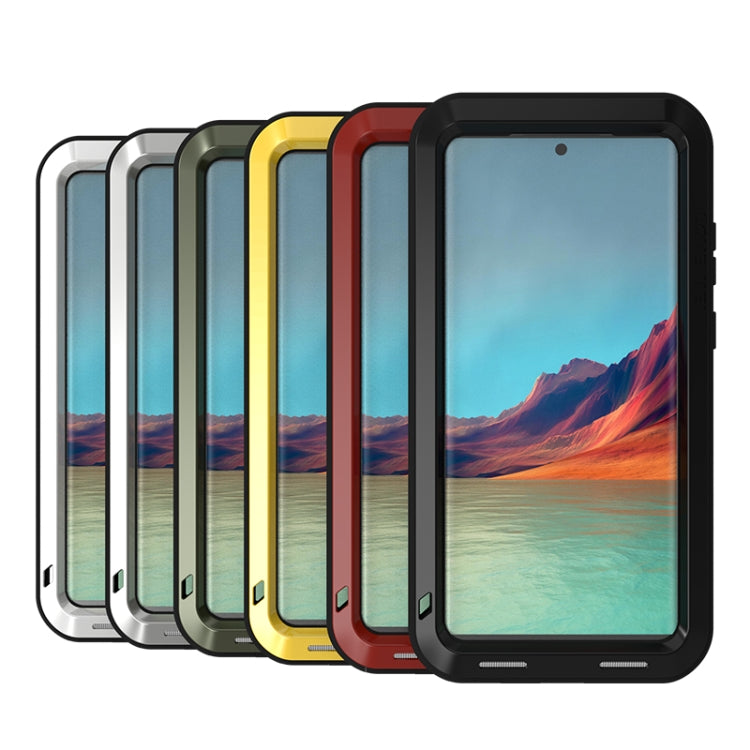 For Samsung Galaxy S22 Ultra 5G LOVE MEI Metal Shockproof Water-resistant Dustproof Protective Phone Case(Black)