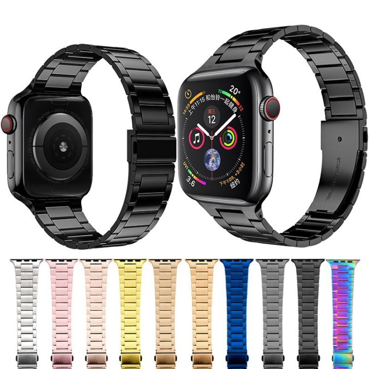 Small Waist Stainless Steel Watch Band For Apple Watch Series 8&7 45mm / SE 2&6&SE&5&4 44mm / 3&2&1 42mm(Dark Blue) - Watch Bands by PMC TechLife | Online Shopping South Africa | PMC TechLife | Buy Now Pay Later Mobicred
