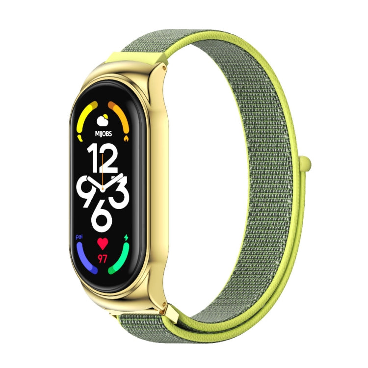 For Xiaomi Mi Band 7 / 7 NFC MIJOBS CS Stainless Steel Case Nylon Watch Band(Yellow) - Watch Bands by MIJOBS