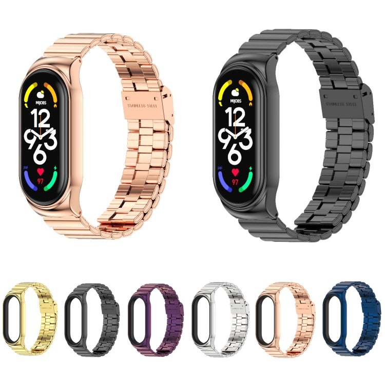 For Xiaomi Mi Band 7 / 7 NFC MIJOBS CS Bamboo Buckle Stainless Steel Watch Band(Silver) - Watch Bands by MIJOBS