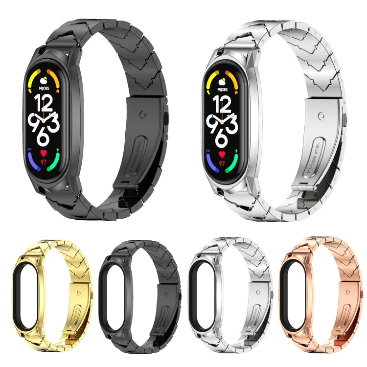 For Xiaomi Mi Band 7 / 7 NFC MIJOBS GT Metal Stainless Steel V-shaped Watch Band(Black) - Watch Bands by MIJOBS | Online Shopping South Africa | PMC TechLife | Buy Now Pay Later Mobicred