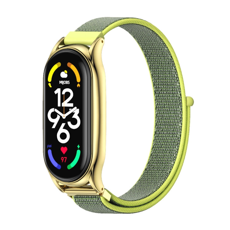 For Xiaomi Mi Band 7 / 7 NFC MIJOBS Plus Stainless Steel Case Nylon Watch Band(Yellow) - Watch Bands by MIJOBS