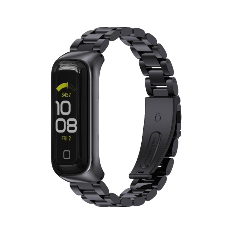 For Samsung Galaxy Fit 2 MIJOBS Three-bead Metal Stainless Steel Watch Band(Black)