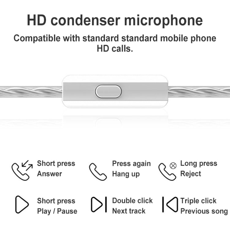 KZ-ZEX PRO 1.2m Electrostatic Coil Iron Hybrid In-Ear Headphones, Style:With Microphone(Pearl Chrome) - free shipping - PMC TechLife - Order now!