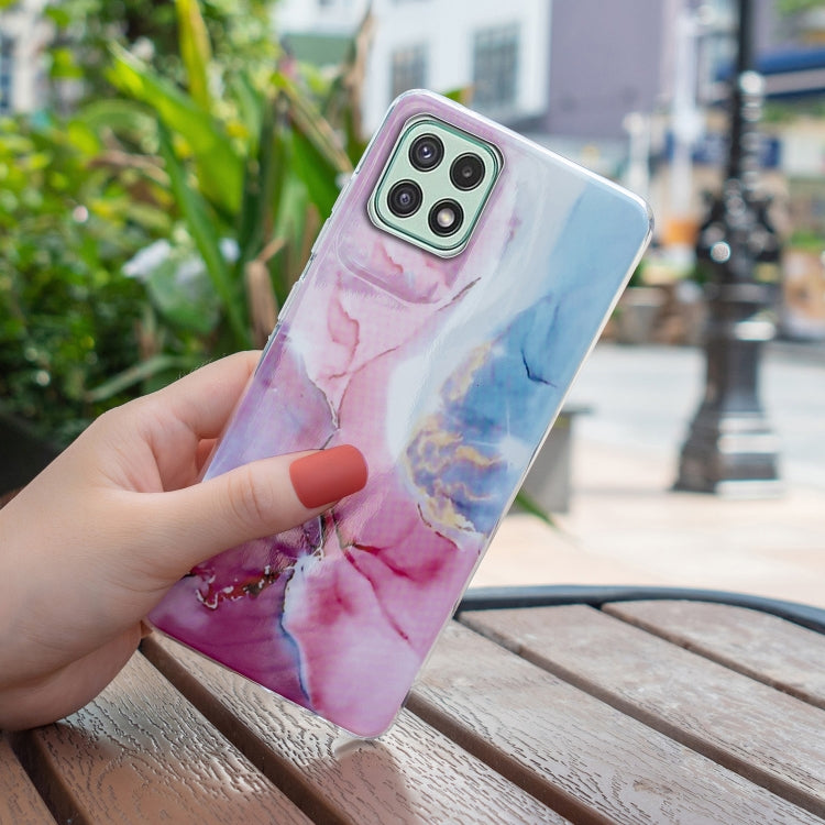 For Samsung Galaxy A22 5G IMD Marble Pattern TPU Phone Case(Pink Blue) - free shipping - PMC TechLife - Order now!