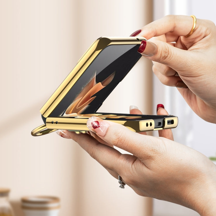 For Samsung Galaxy Z Flip4 GKK Weave Texture Electroplating Protective Phone Case(Rose Gold) - Galaxy Z Flip4 5G Cases by GKK | Online Shopping South Africa | PMC TechLife | Buy Now Pay Later Mobicred