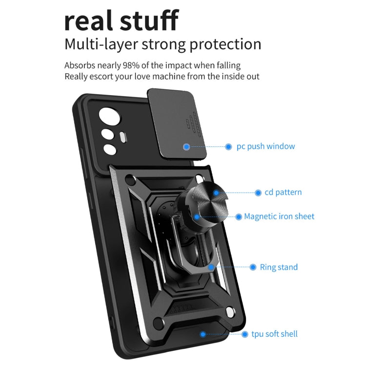 For Xiaomi 12 Lite Sliding Camera Design TPU + PC Phone Case(Black) - Xiaomi Cases by PMC TechLife | Online Shopping South Africa | PMC TechLife