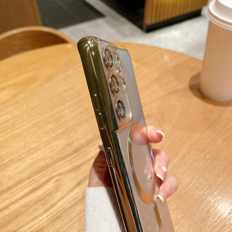 For Samsung Galaxy S22+ 5G Electroplated Frame MagSafe Magnetic Phone Case(Black)