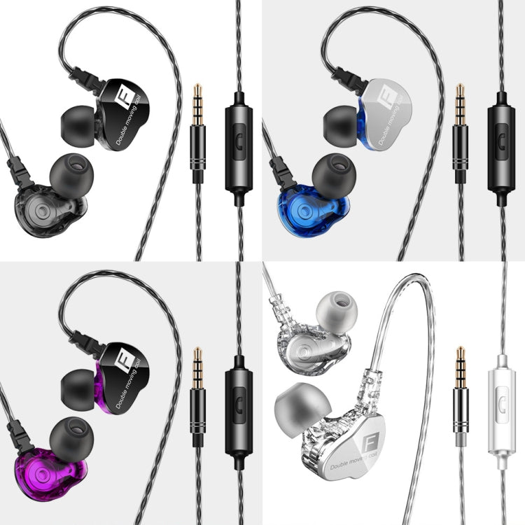 QKZ F910 In-Ear Subwoofer Dual Dynamic Earphone(Transparent) - free shipping - PMC TechLife - Order now!