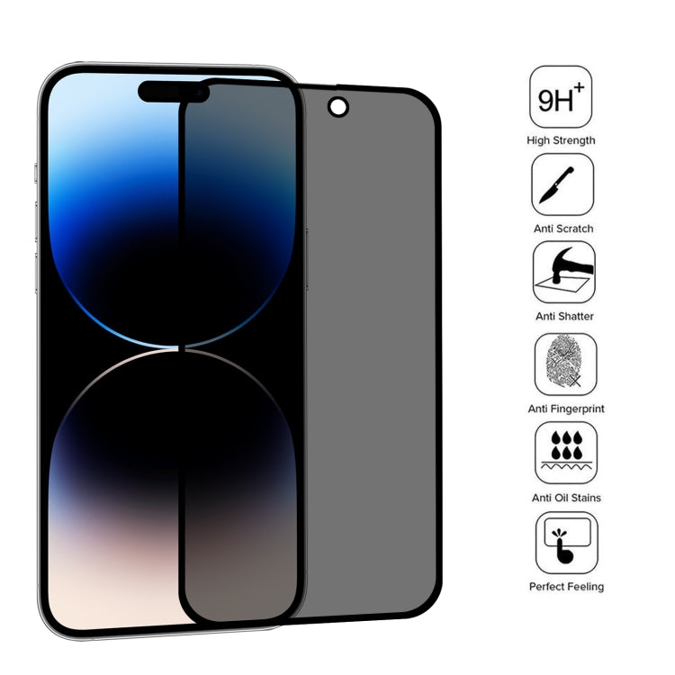 For iPhone 14 Pro Anti-peeping Plasma Oil Coated High Aluminum Wear-resistant Tempered Glass Film