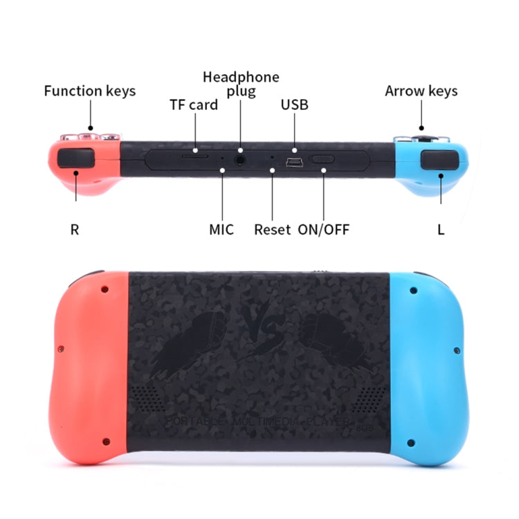 X50 5.1 inch Screen Handheld Retro Game Console 8G Memory with 6000+ Games(Red+Blue) - free shipping - PMC TechLife - Order now!