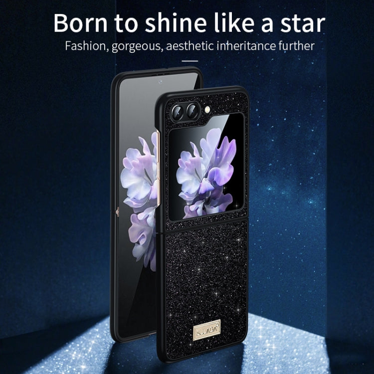 For Samsung Galaxy Z Flip5 SULADA Shockproof TPU + Handmade Leather Phone Case(Black)