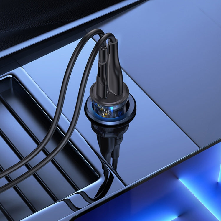 USAMS US-CC164 C32 30W Transparent Dual Port Mini Car Charger(Blue) - free shipping - PMC TechLife - Order now!