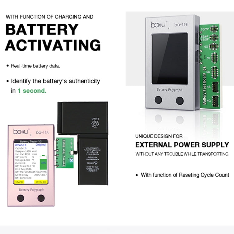 BAKU BA-19A Battery Polygraph for iPhone Battery(Rose Gold) - free shipping - PMC Jewellery - Order now!