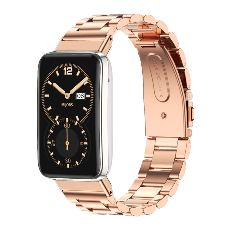 For Xiaomi Mi Band 7 Pro Mijobs Three-bead Metal Stainless Steel Watch Band(Rose Gold) - Watch Bands by MIJOBS