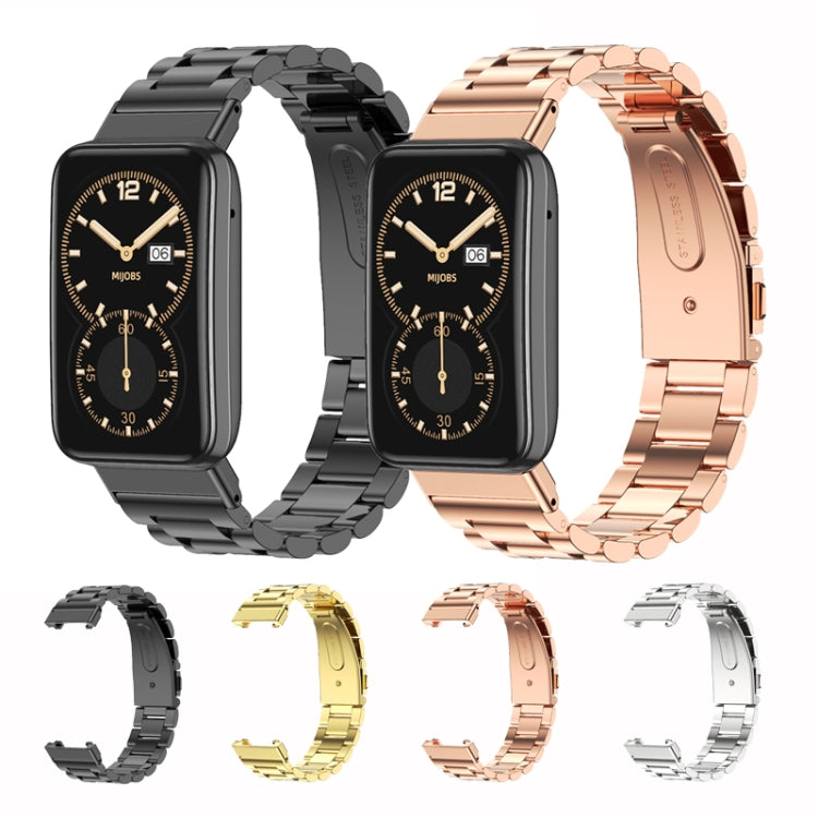 For Xiaomi Mi Band 7 Pro Mijobs Three-bead Metal Stainless Steel Watch Band(Rose Gold) - Watch Bands by MIJOBS